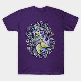 Cute Mermaid Flower Bed T-Shirt